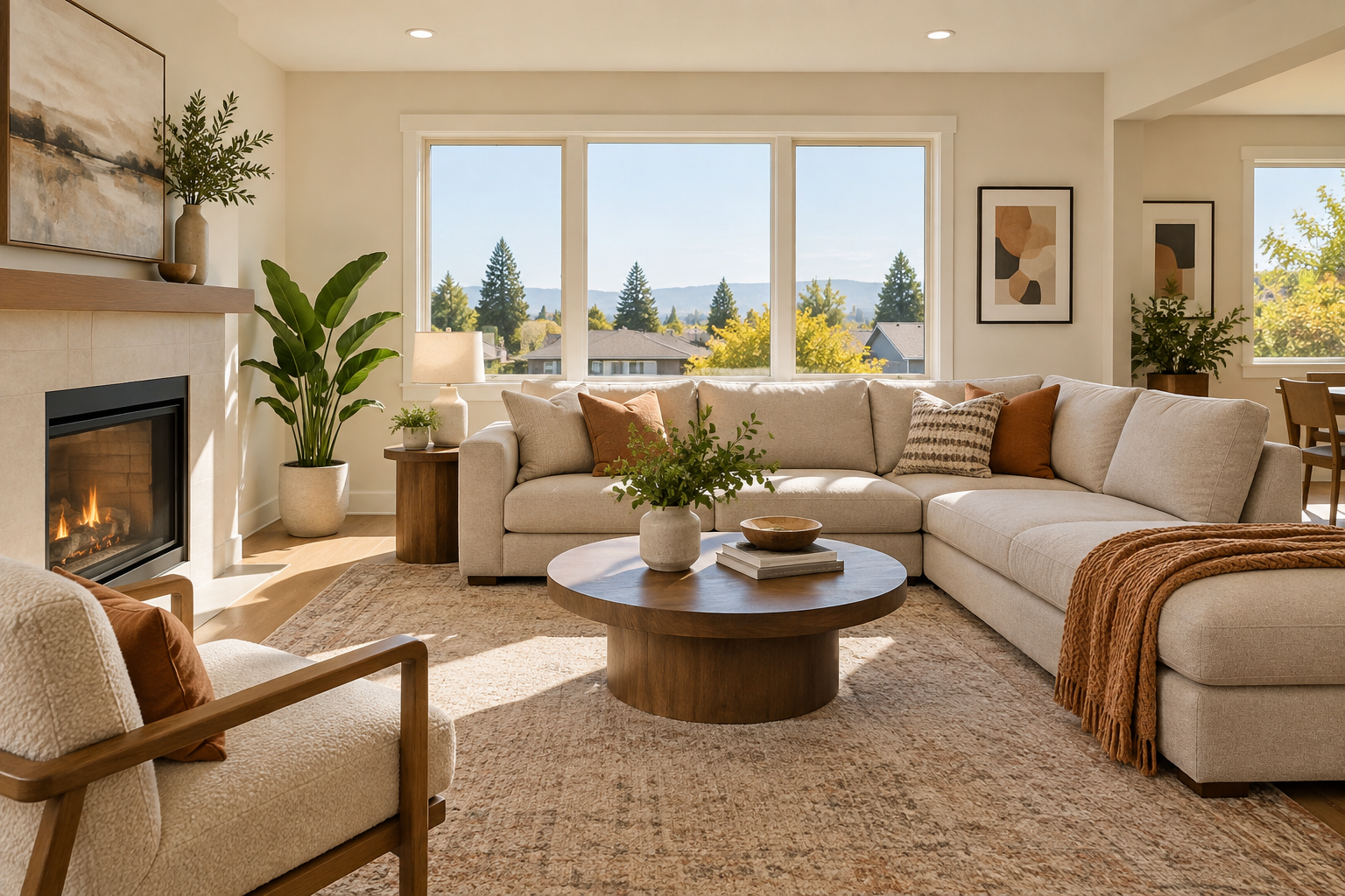 A cozy San Jose, CA living room, illustrative